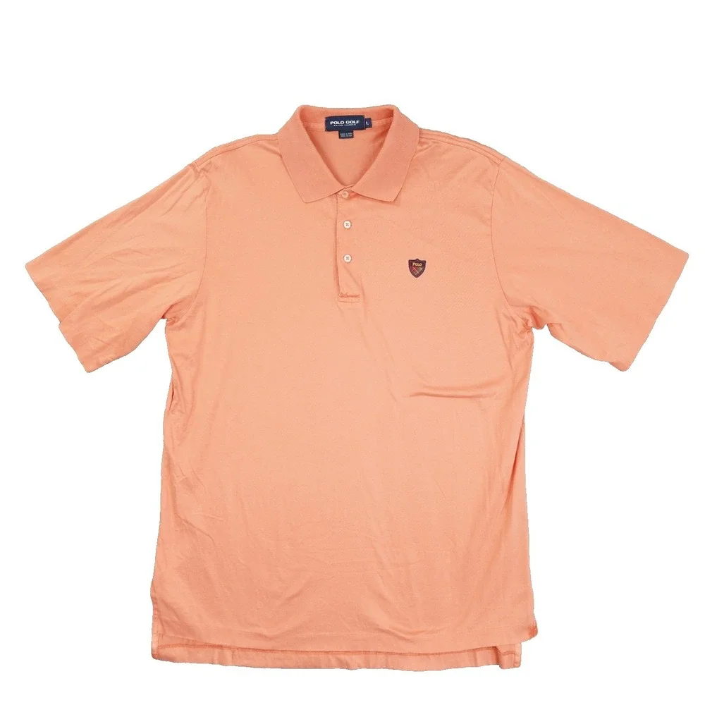 Polo Golf Ralph Lauren Polo Shirt Men's Large Orange Short Sleeve Preppy Crested